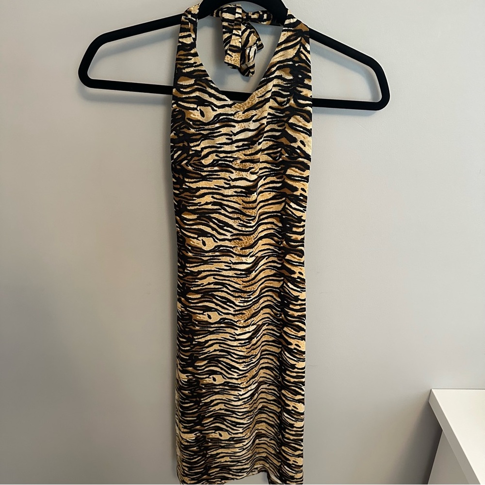 Vintage Guess small Black and Tan zebra print Dress